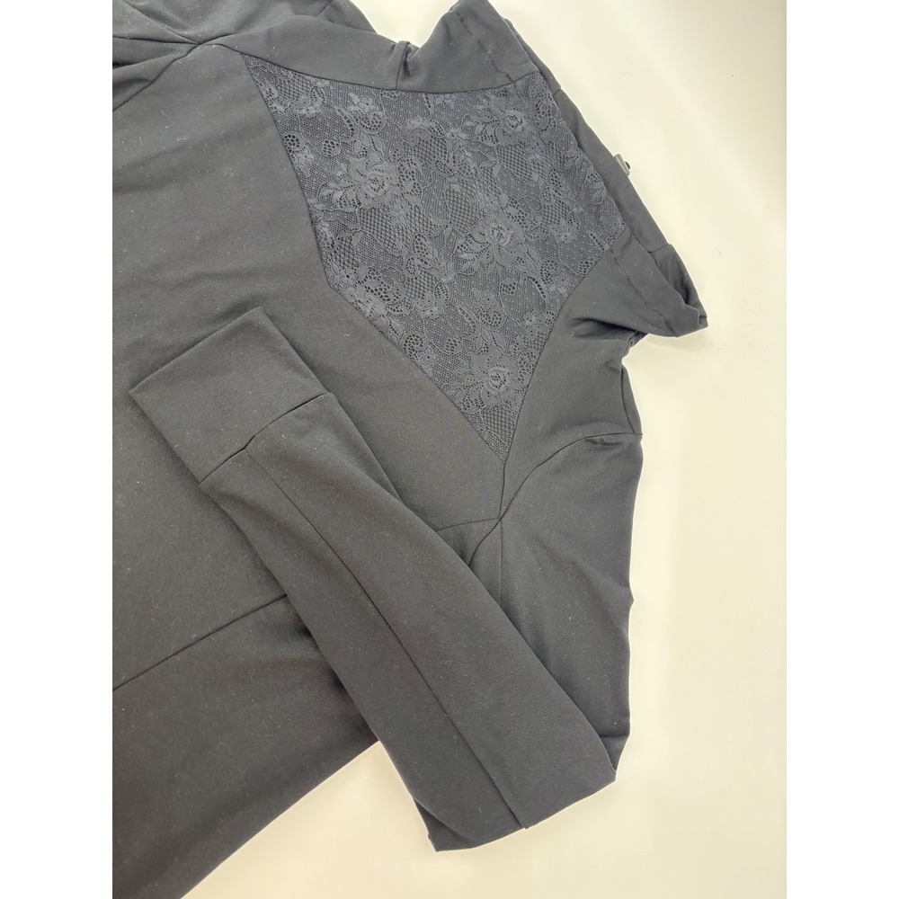 Fabletics Womens Black Lace Inset Long Sleeve Activewear Top Size L Thumbholes